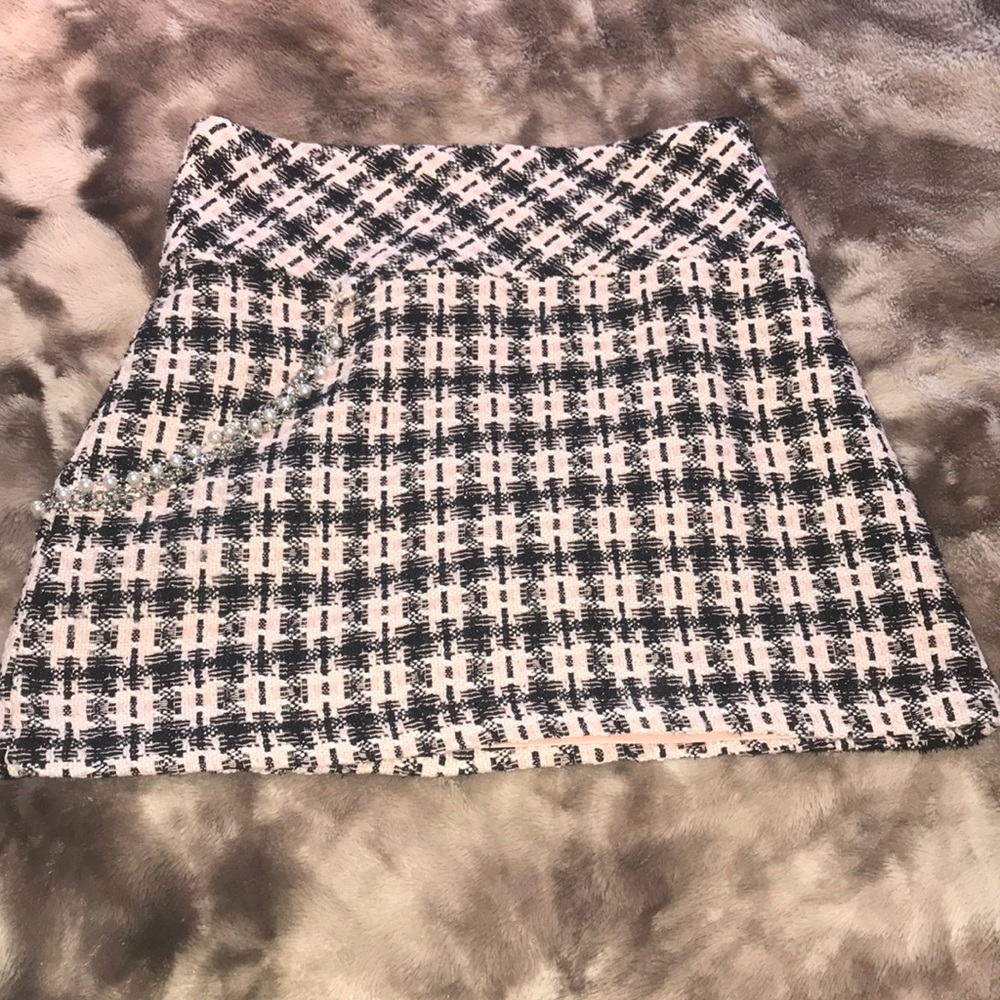 Blush pink tweed skirt